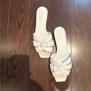 Saint Laurent white tribute sandals